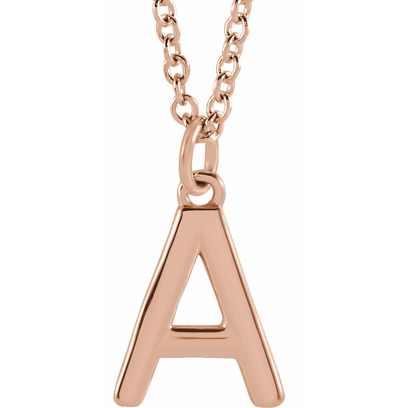 14K Rose Initial A Dangle 16 Necklace