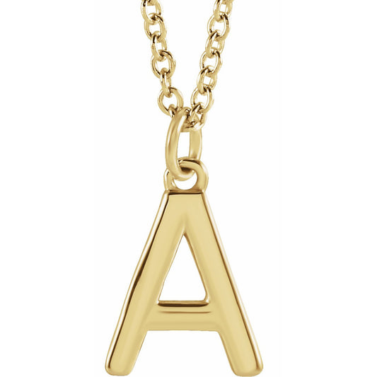 14K Yellow Initial A Dangle 16 Necklace