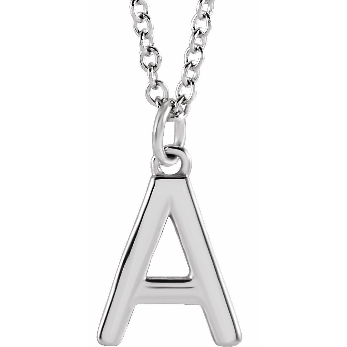 14K White Initial A Dangle 18 Necklace