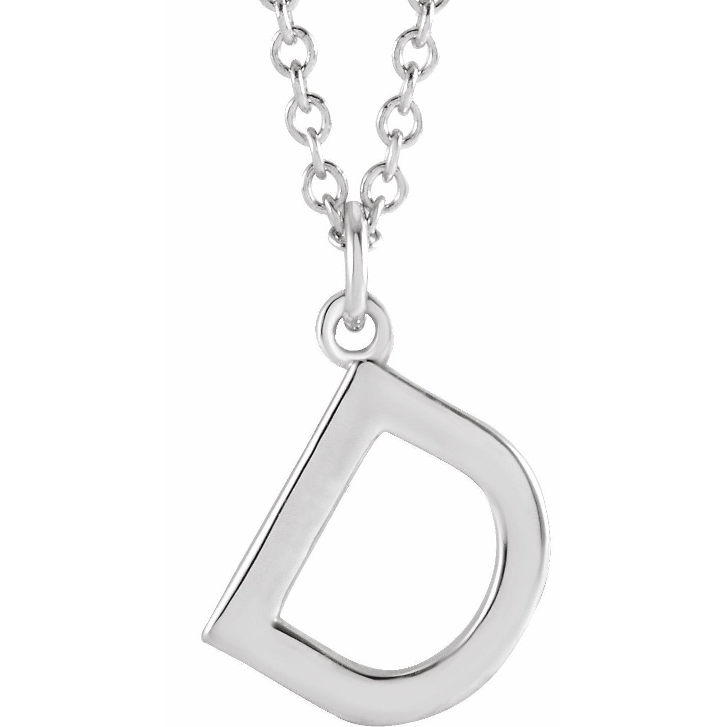 14K White Initial D Dangle 16 Necklace