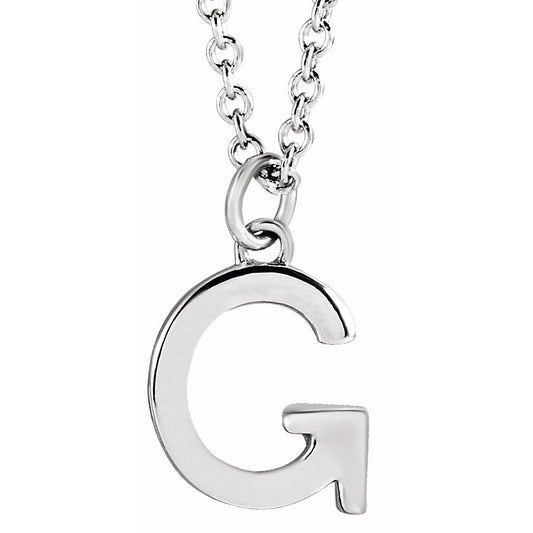 14K White Initial G Dangle 16 Necklace