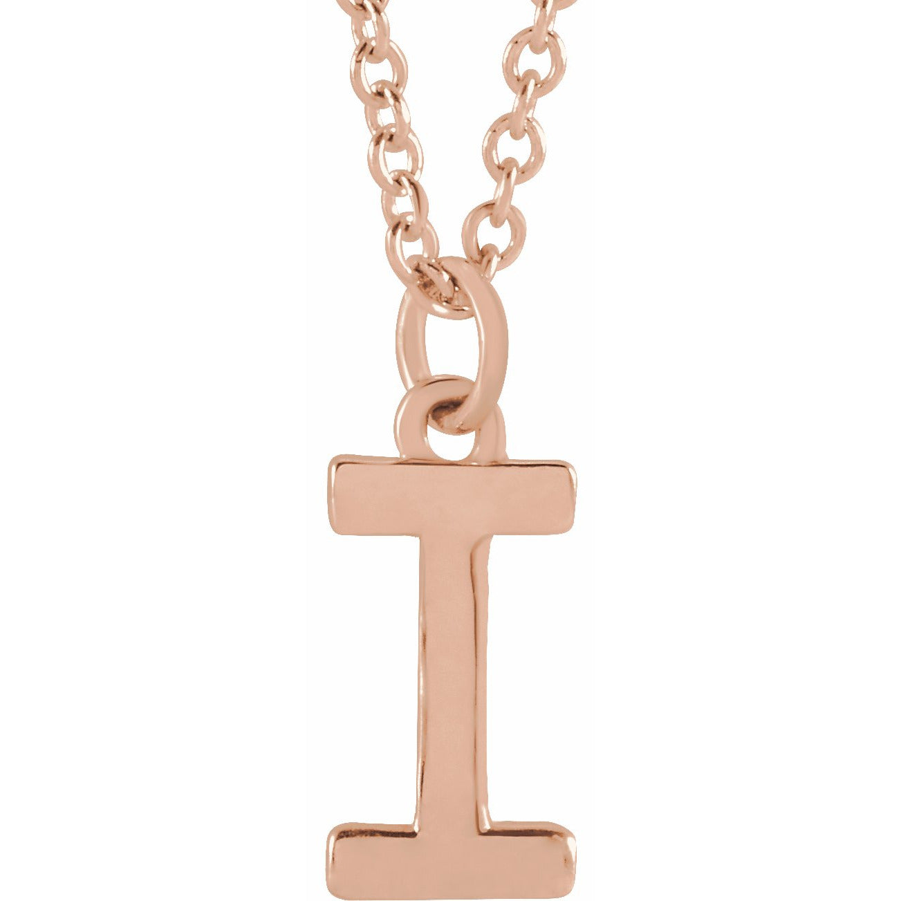 14K Rose Initial I Dangle 16 Necklace