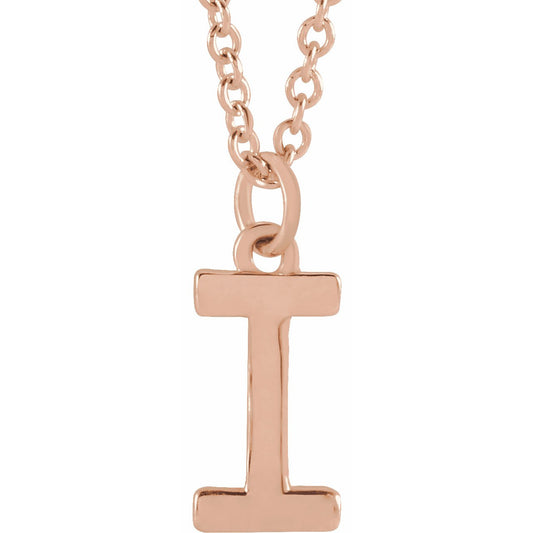 14K Rose Initial I Dangle 16 Necklace