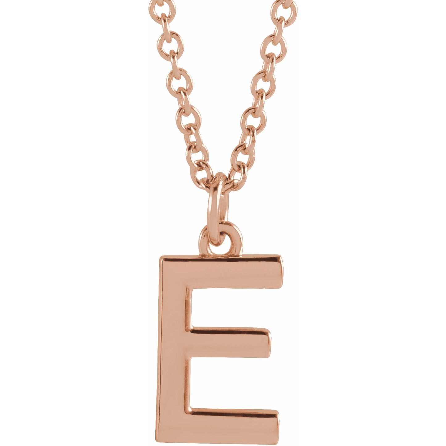14K Rose Initial E Dangle 16 Necklace