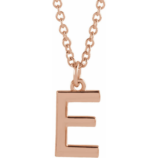 14K Rose Initial E Dangle 16 Necklace