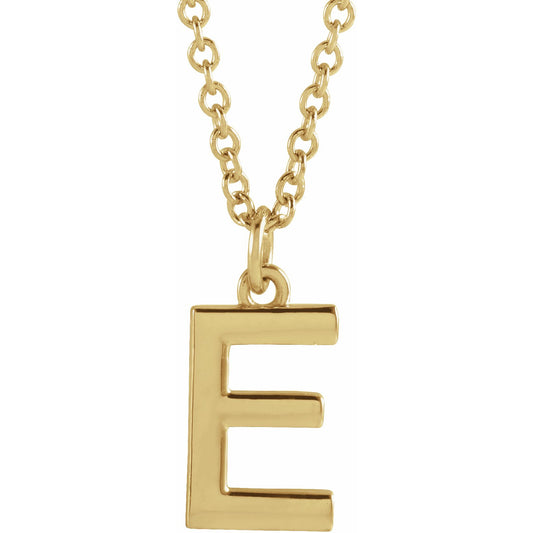 14K Yellow Initial E Dangle 16 Necklace