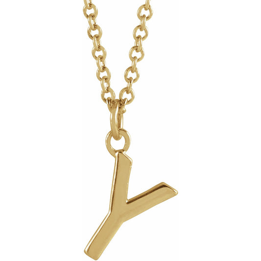 14K Yellow Initial Y Dangle 16 Necklace