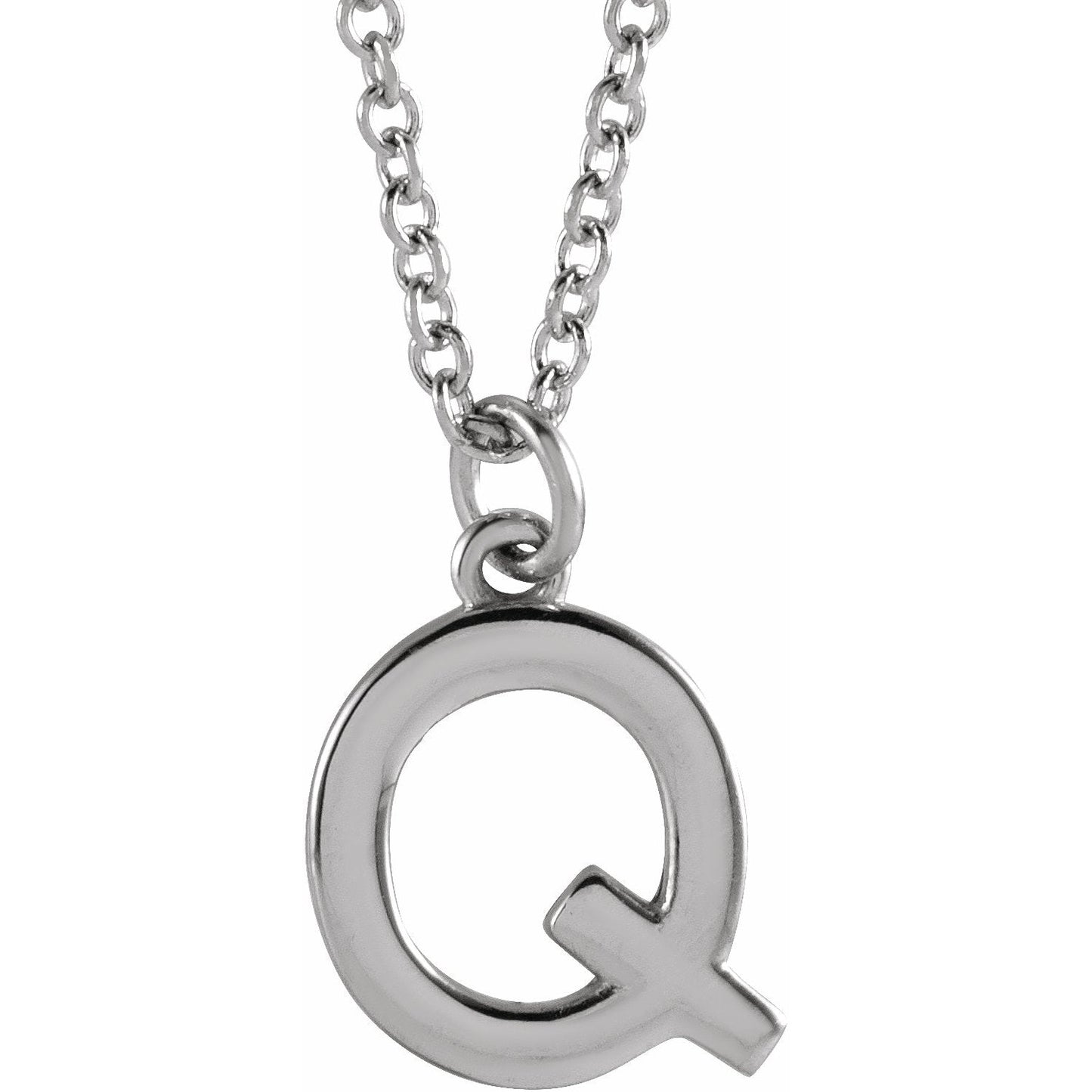 14K White Initial Q Dangle 18 Necklace