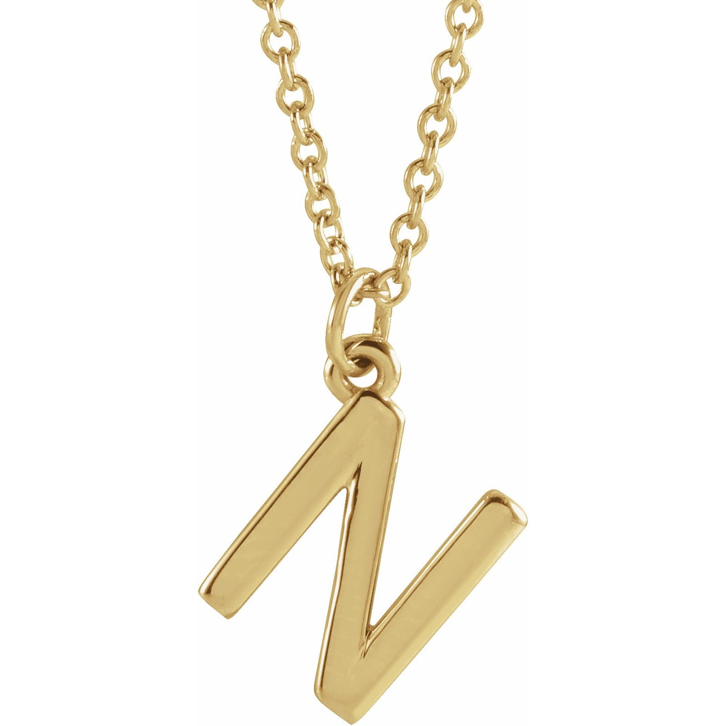 14K Yellow Initial N Dangle 16 Necklace