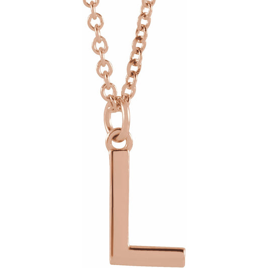 14K Rose Initial L Dangle 18 Necklace