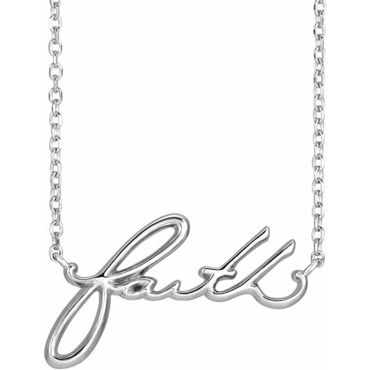 14K White Faith 16 Necklace