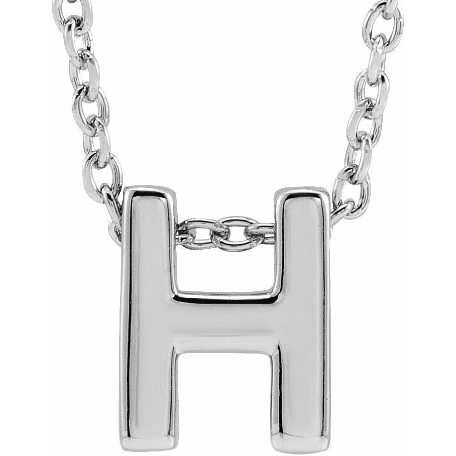 14K White Initial H Slide Pendant 16-18 Necklace