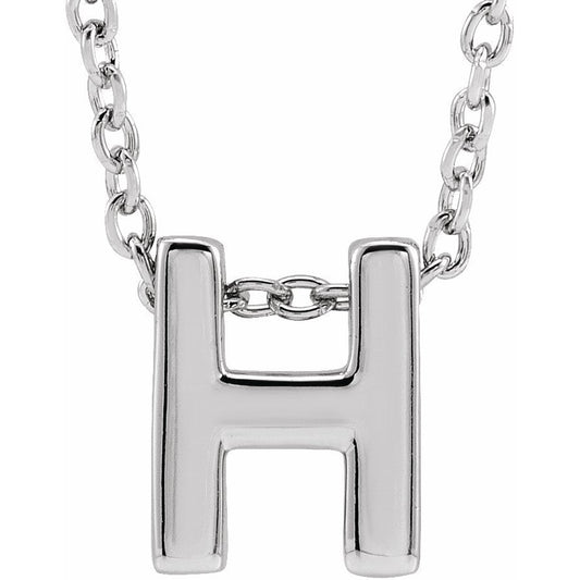 14K White Initial H Slide Pendant 16-18 Necklace
