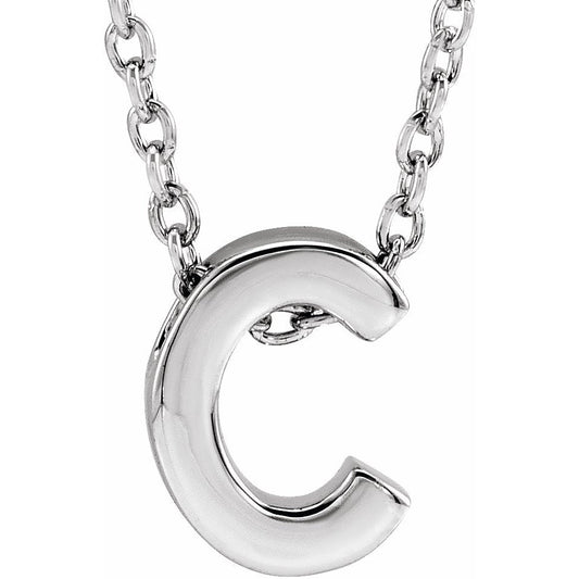 14K White Initial C Slide Pendant 16-18 Necklace