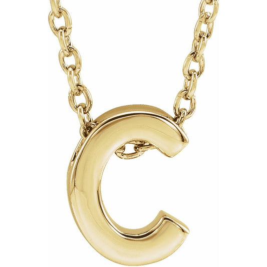 14K Yellow Initial C Slide Pendant 16-18 Necklace