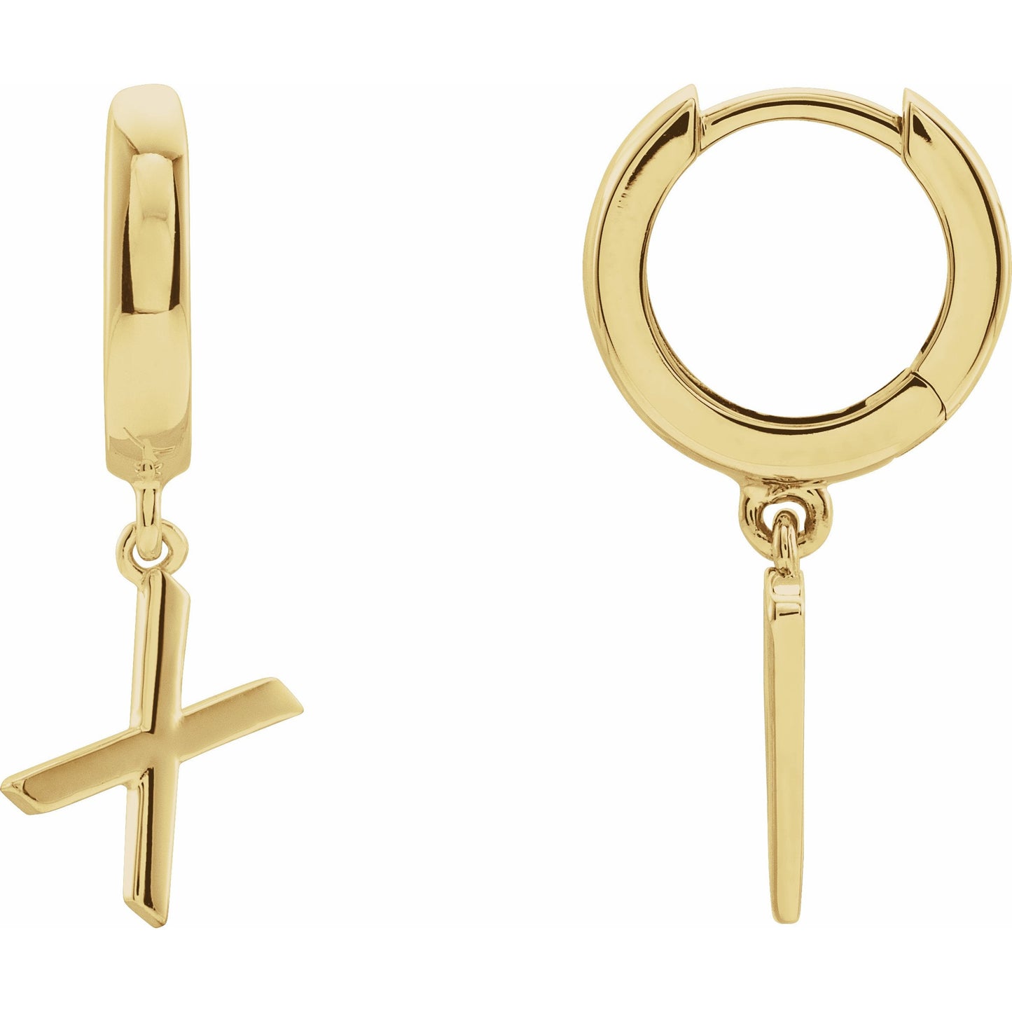 14K Yellow Single Initial X Huggie