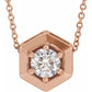 14K Rose 1/2 CT Diamond Geometric 16-18 Necklace