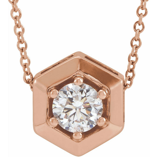 14K Rose 1/2 CT Diamond Geometric 16-18 Necklace