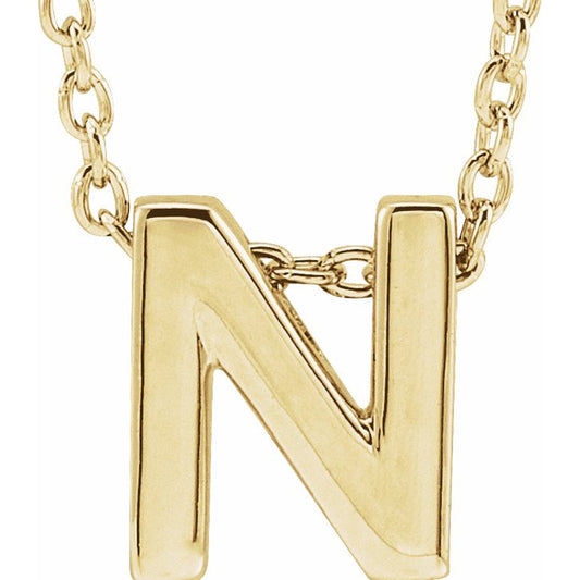 14K Yellow Initial N Slide Pendant 16-18 Necklace