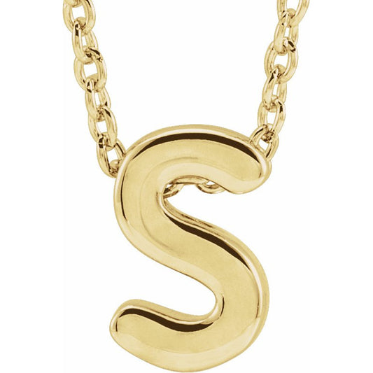 14K Yellow Initial S Slide Pendant 16-18 Necklace