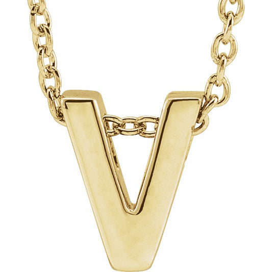 14K Yellow Initial V Slide Pendant 16-18 Necklace