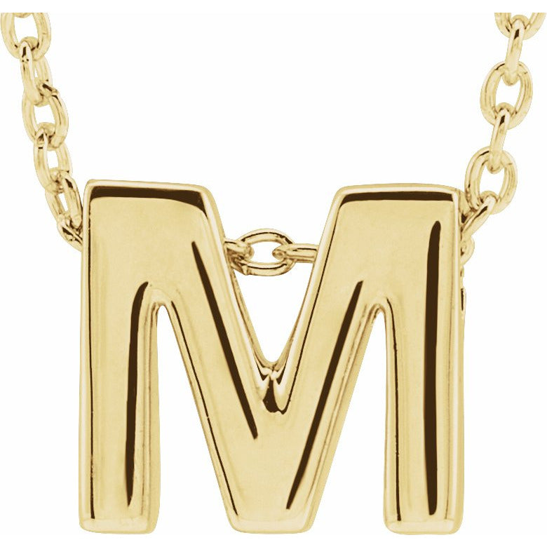 14K Yellow Initial M Slide Pendant 16-18 Necklace