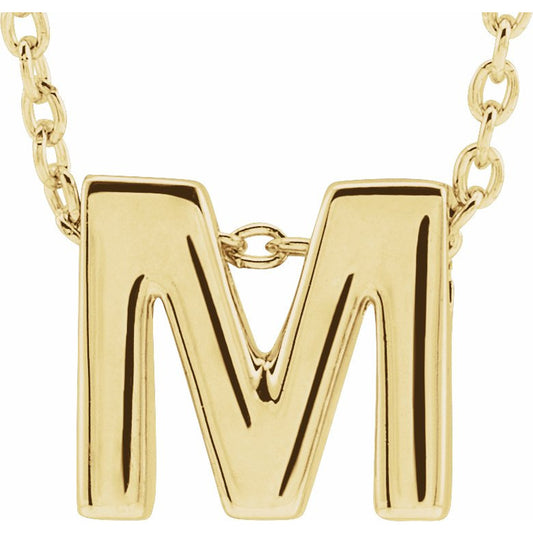 14K Yellow Initial M Slide Pendant 16-18 Necklace