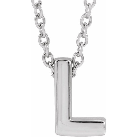 14K White Initial L Slide Pendant 16-18 Necklace