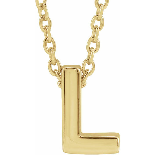 14K Yellow Initial L Slide Pendant 16-18 Necklace