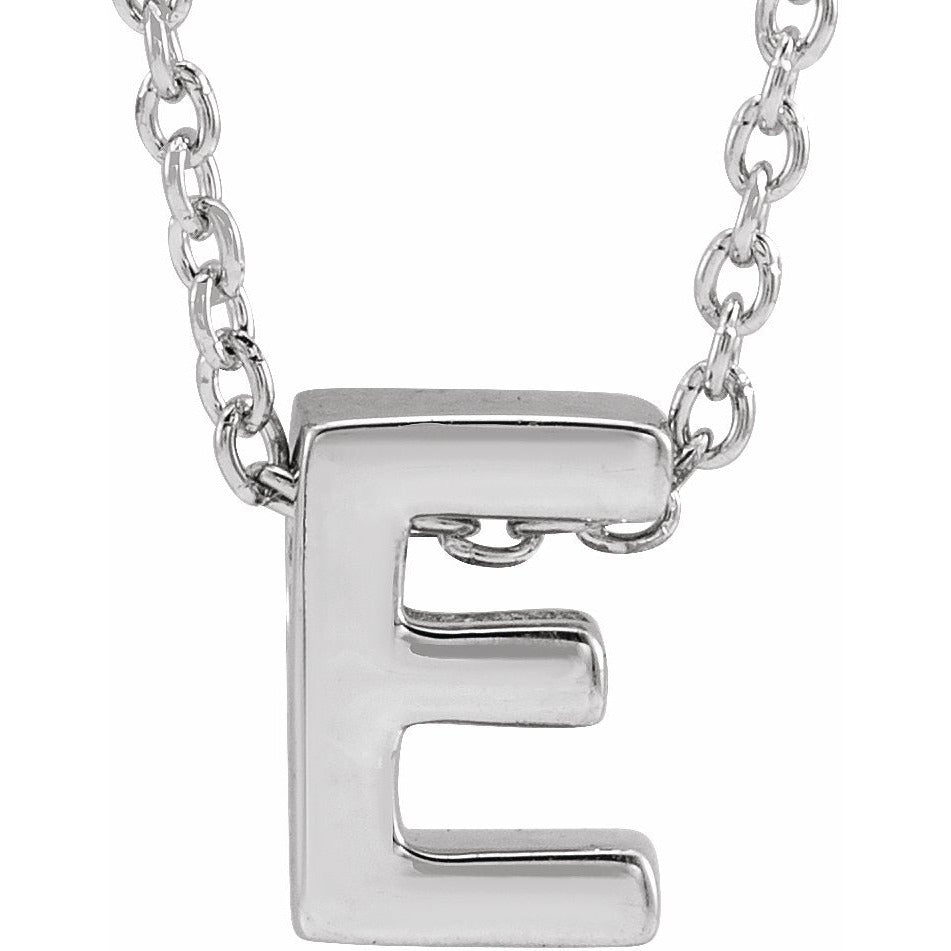 14K White Initial E Slide Pendant 16-18 Necklace