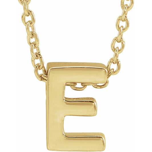 14K Yellow Initial E Slide Pendant 16-18 Necklace