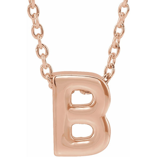 14K Rose Initial B Slide Pendant 16-18 Necklace