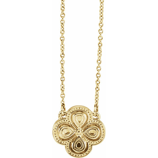 14K Yellow 18 Clover Necklace