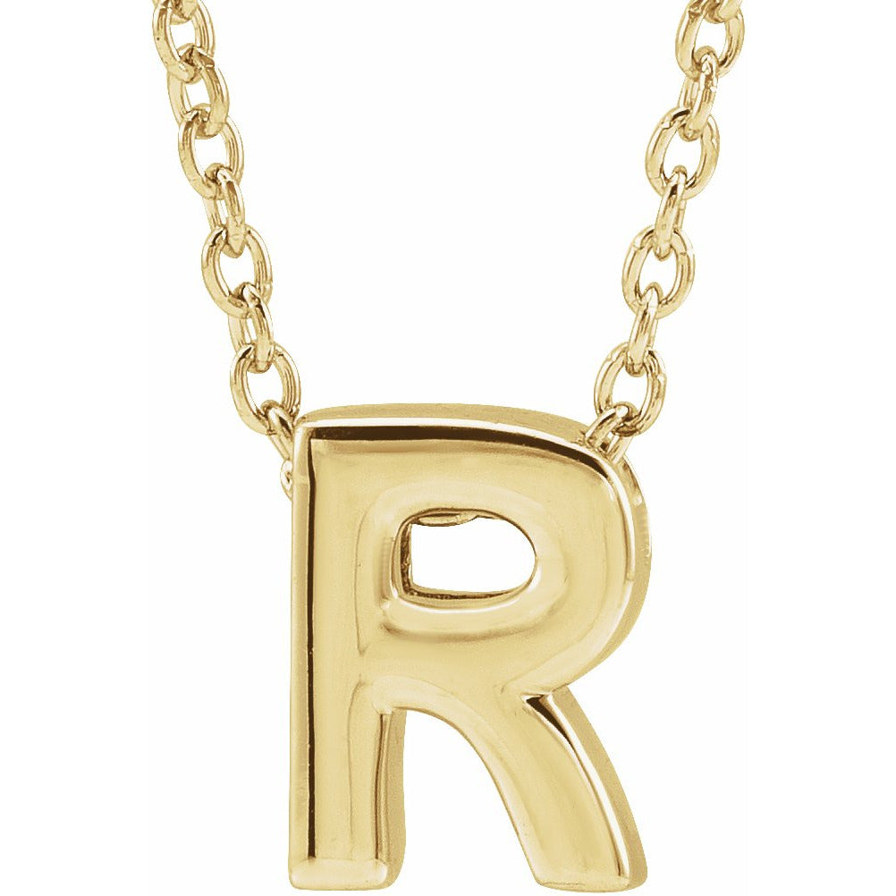 14K Yellow Initial R Slide Pendant 16-18 Necklace