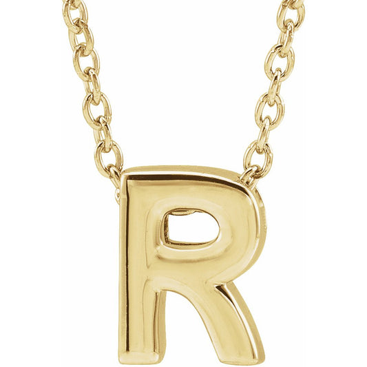 14K Yellow Initial R Slide Pendant 16-18 Necklace