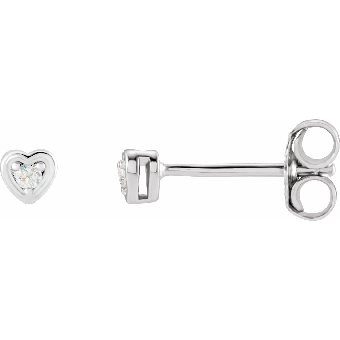 14K White .03 CTW Diamond Youth Heart Earrings