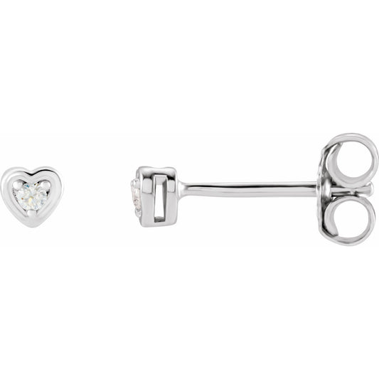 14K White .03 CTW Diamond Youth Heart Earrings