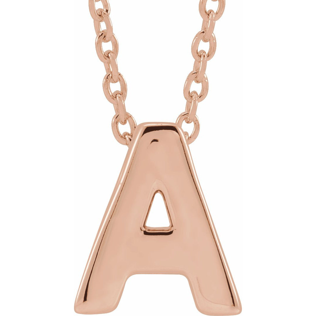 14K Rose Initial A Slide Pendant 16-18 Necklace