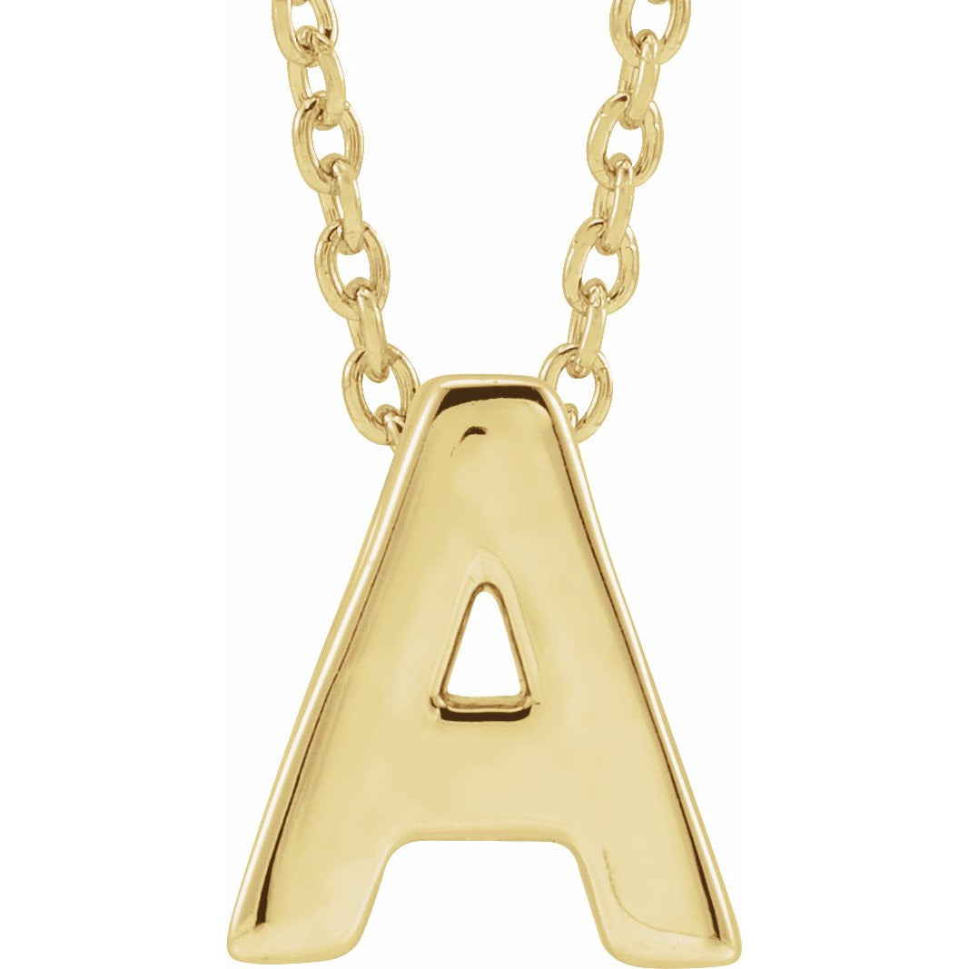 14K Yellow Initial A Slide Pendant 16-18 Necklace