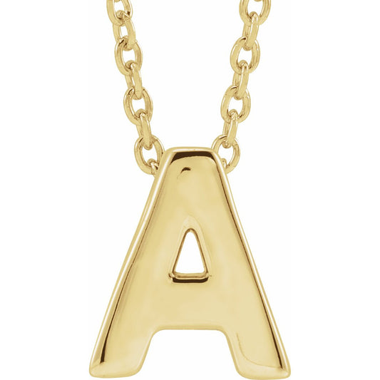 14K Yellow Initial A Slide Pendant 16-18 Necklace