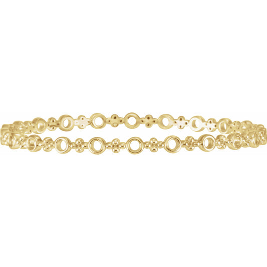 14K Yellow 4.4 mm Geometric Bangle 7 Bracelet