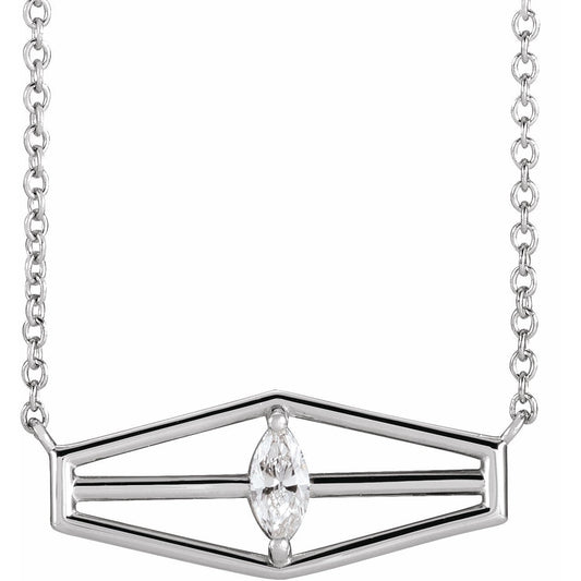14K White 1/6 CT Diamond Geometric 18 Necklace