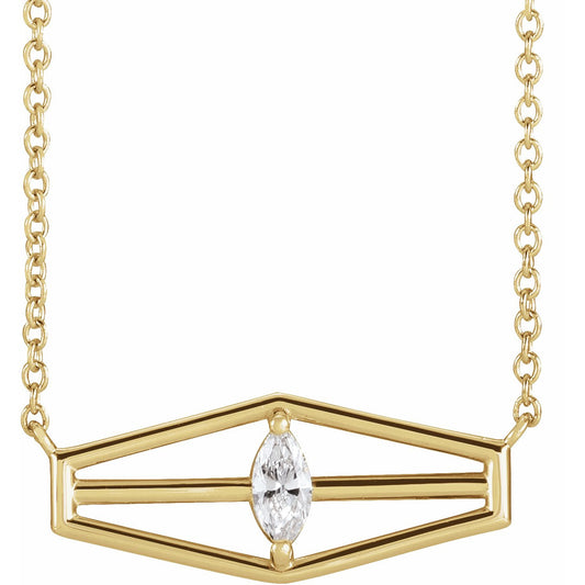 14K Yellow 1/6 CT Diamond Geometric 18 Necklace
