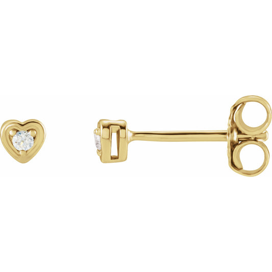 14K Yellow .03 CTW Diamond Youth Heart Earrings