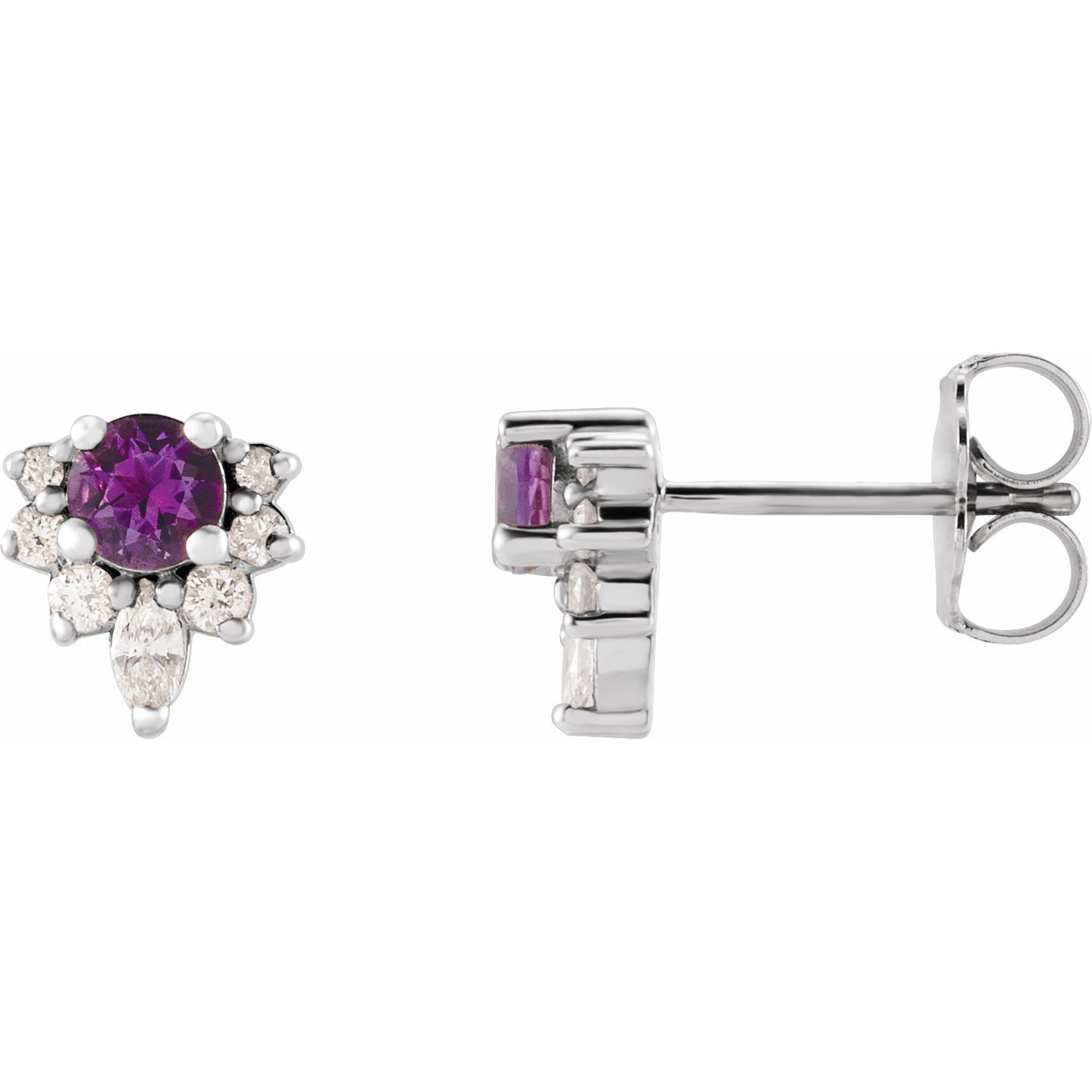 14K White Amethyst & 1/6 CTW Diamond Earrings