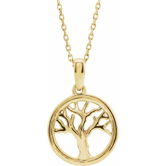 14K Yellow Tree of Life 16-18 Necklace