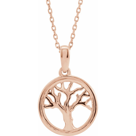 14K Rose Tree of Life 16-18 Necklace