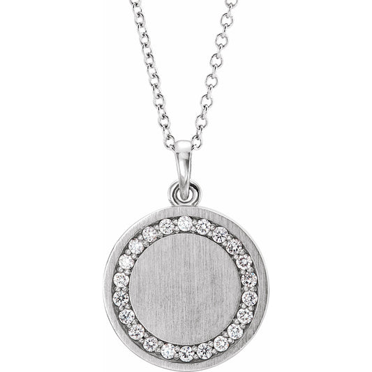 14K White 1/5 CTW Diamond Engravable 16-18 Necklace