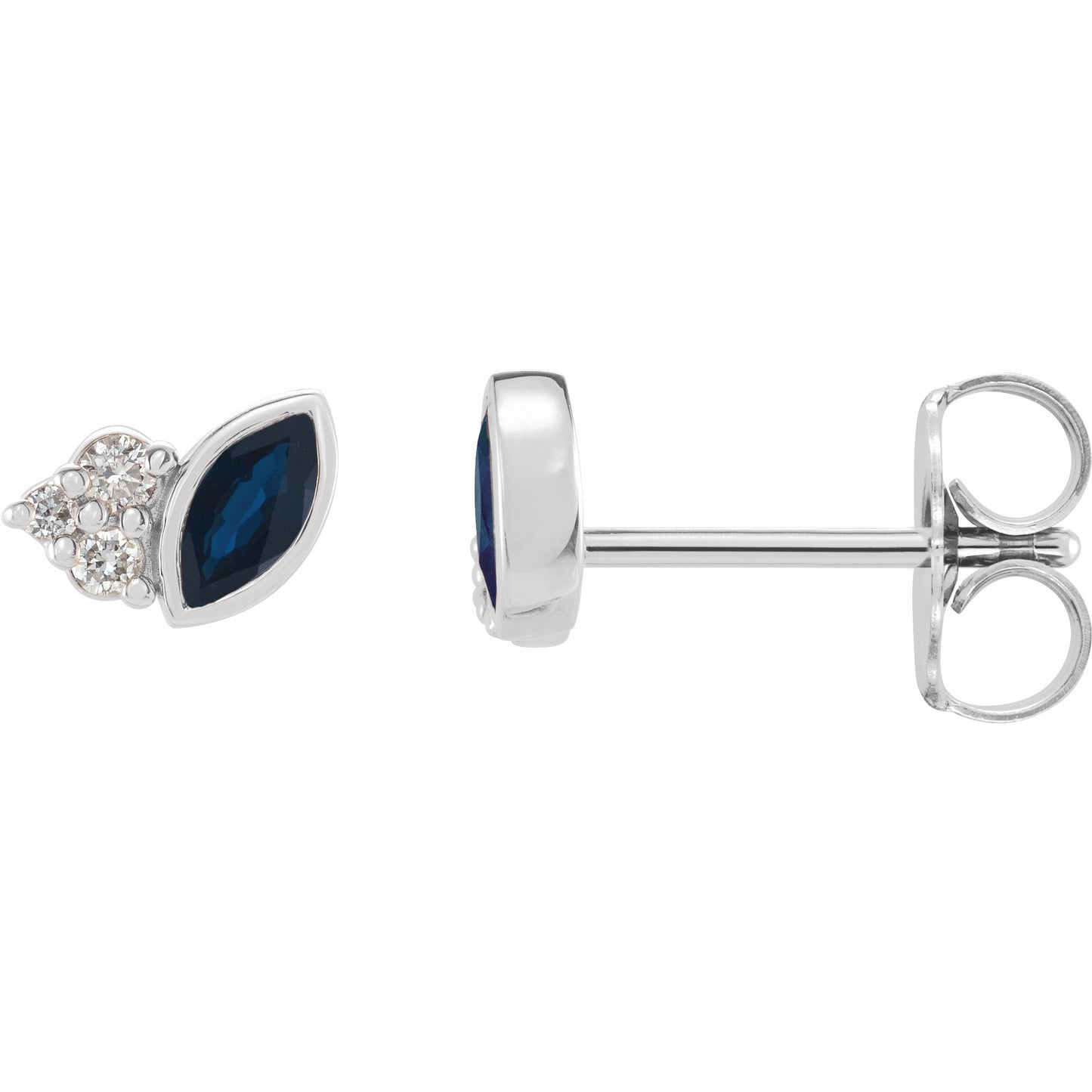 14K White Blue Sapphire & .05 CTW Diamond Earrings