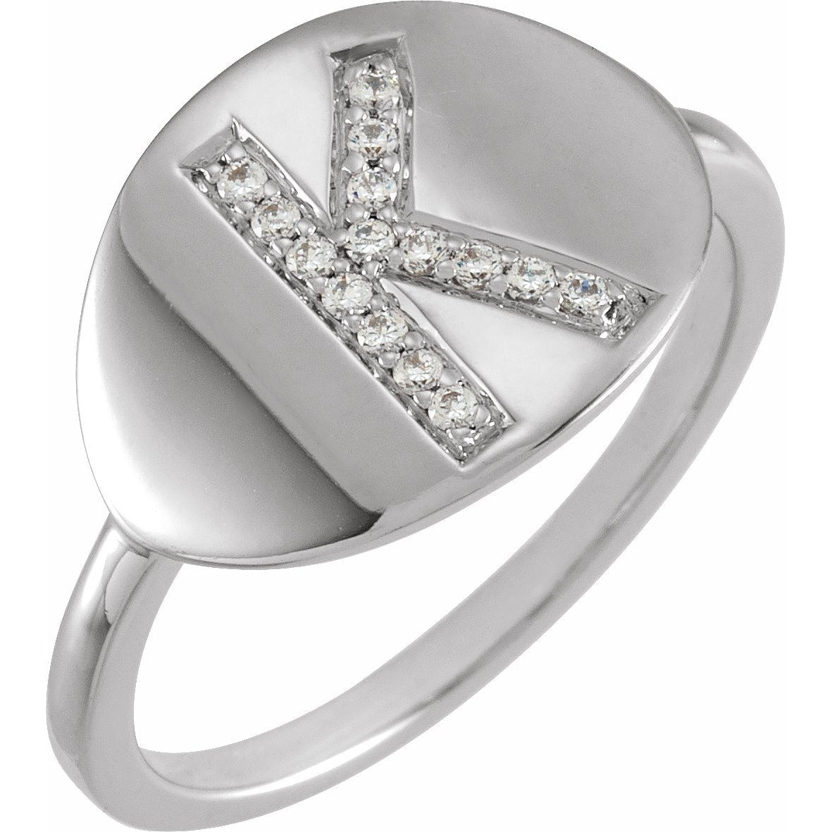 14K White Initial K 1/10 CTW Diamond Ring